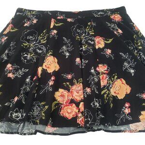 Torrid Floral Challis Skirt Ruffle Trim Hi Low Stretch Black Womens Plus Size 3X